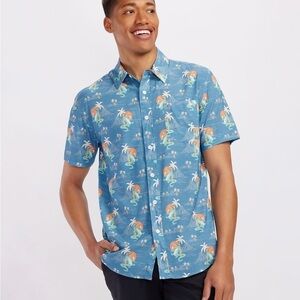 Tipsy Elves Mens Large Gator Flavor Hawaiian Button Down Shirt Short Sleeve Blue